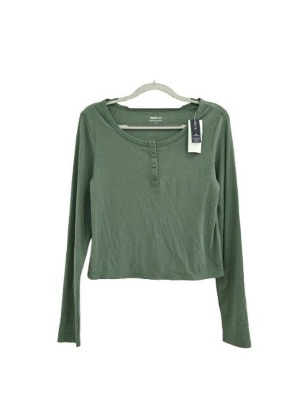 NEW GAP GapBody Long-Sleeve Rib Pajama Top Green Size S Soft Lounge Sleepwear